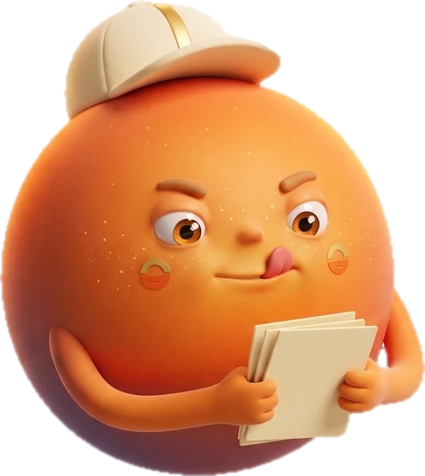 De workflow-orb met een pet en een stapel papieren, tong uit, aan de slag.